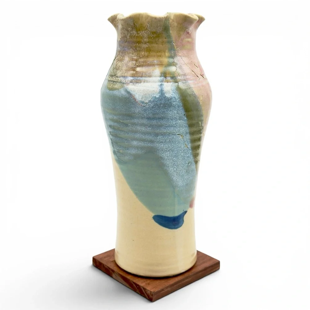 Kintsugi Vase 11” Hand Thrown Studio Pottery Gold Crack Art Personal Growth Gift